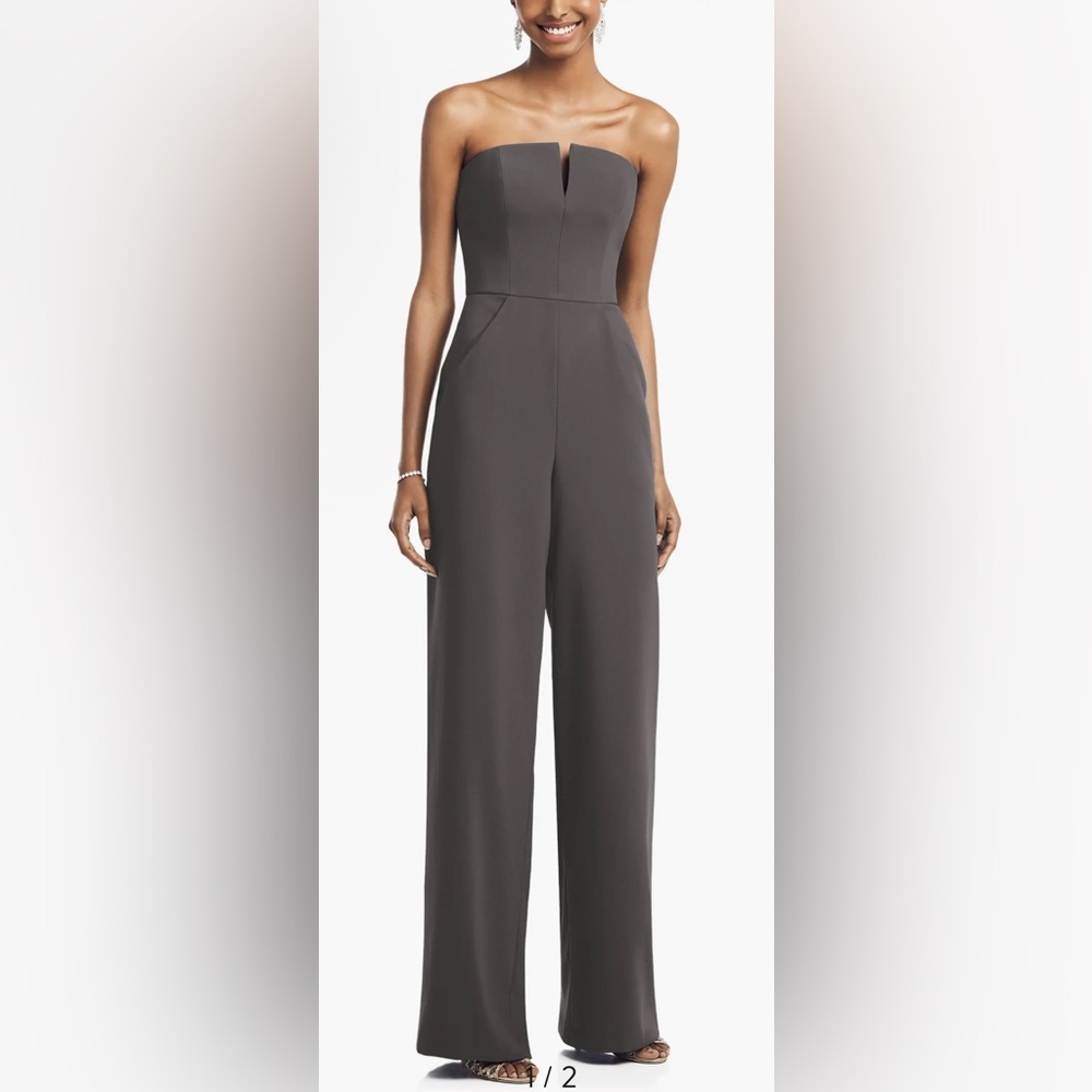 Dessy Collection Gray Wide Leg Jumpsuit